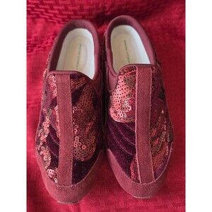 Women's Size 7M Easy Spirit‎ Red Leather Clog Sequins Mule Shoe Martha Stewart